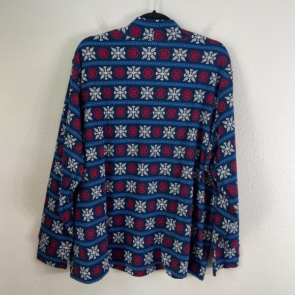Lands End Woman Plus 2X Relaxed Snowflake Mock Neck Cotton Top Holiday Christmas - Picture 8 of 9